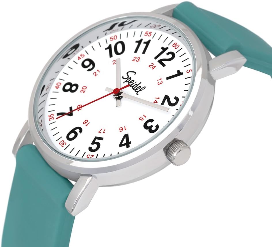 Speidel Original Scrub Watch™ for Nurse, Medical Professionals and Students – Various Medical Scrub Colors, Easy Read Dial, Military Time with Second Hand, Silicone Band, Water Resistant