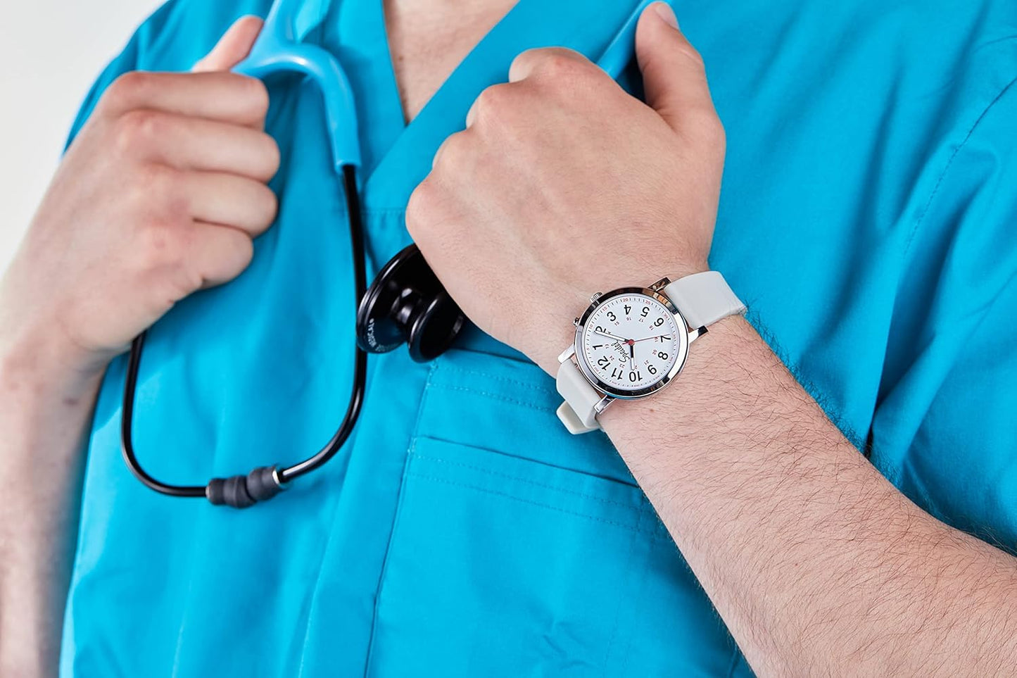 Speidel Original Scrub Watch™ for Nurse, Medical Professionals and Students – Various Medical Scrub Colors, Easy Read Dial, Military Time with Second Hand, Silicone Band, Water Resistant