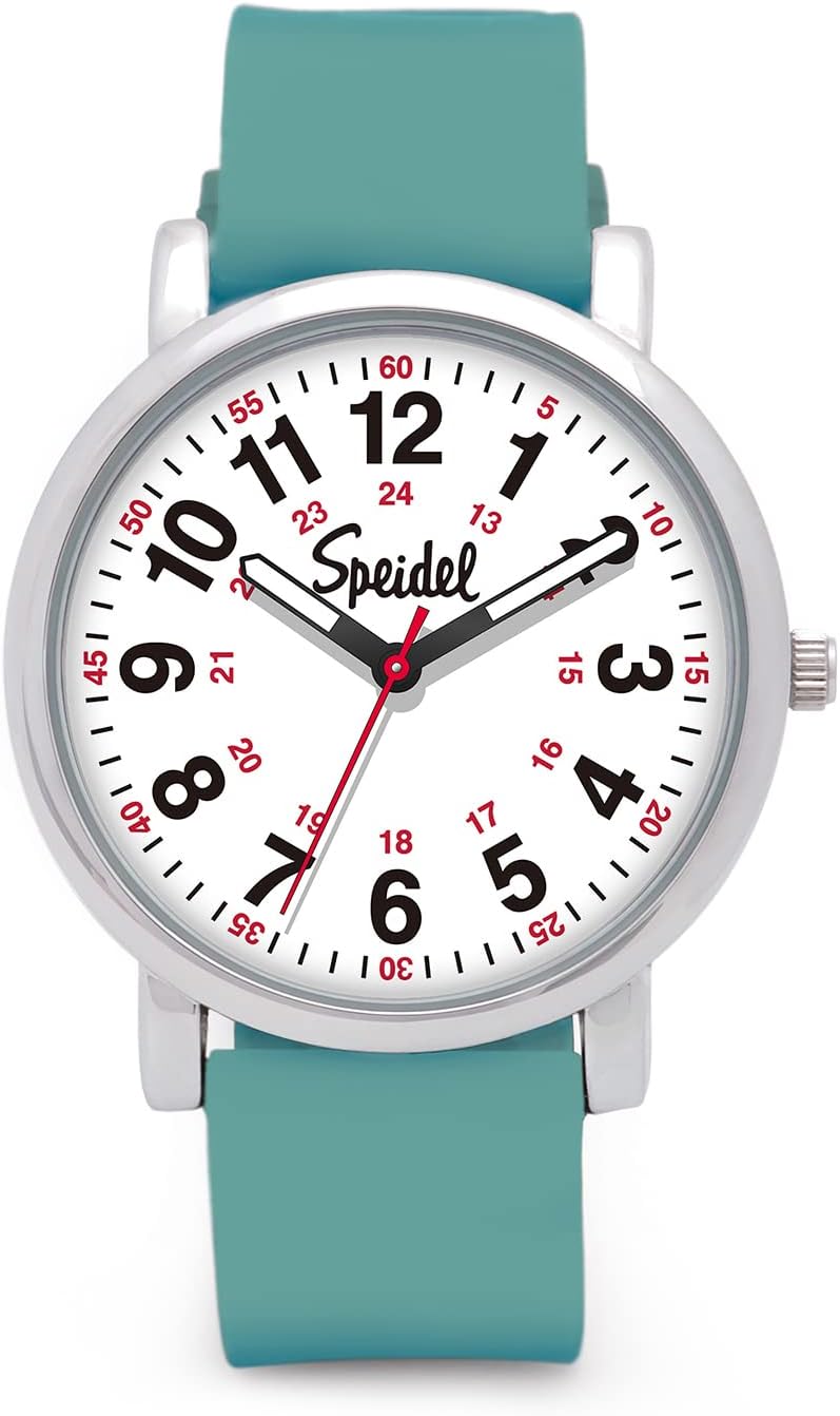 Speidel Original Scrub Watch™ for Nurse, Medical Professionals and Students – Various Medical Scrub Colors, Easy Read Dial, Military Time with Second Hand, Silicone Band, Water Resistant